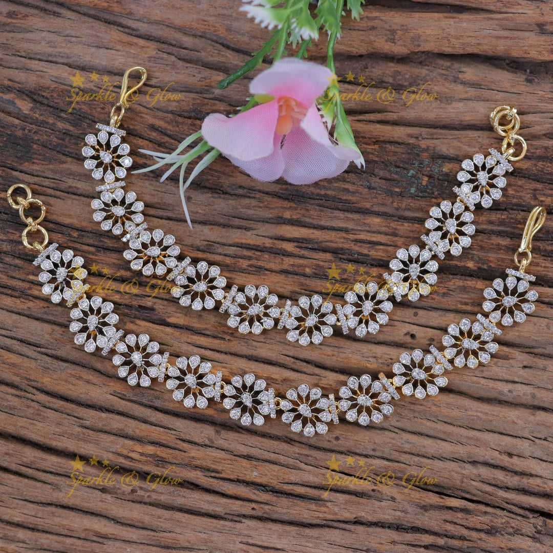 Elegant Silver Floral Ear Chains for Festive Glamour