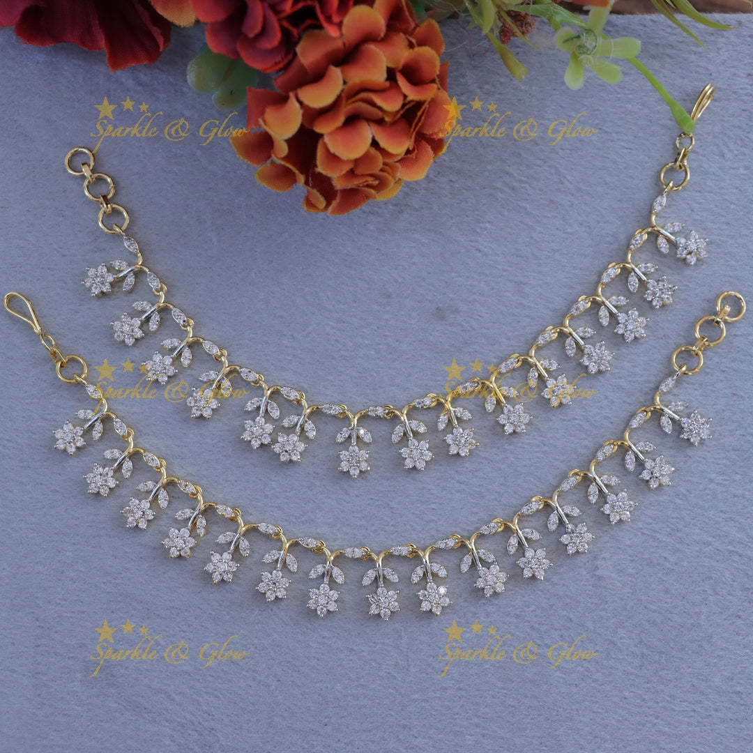 Exquisite Floral Leaf Ear Chains for Festive Elegance