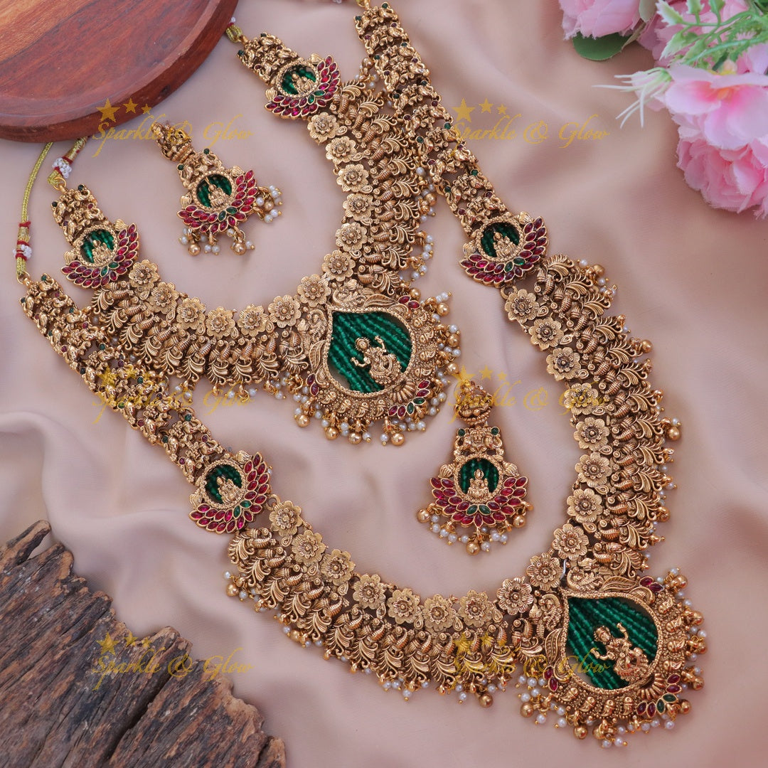 Exquisite Peacock Temple Bridal Necklace Set
