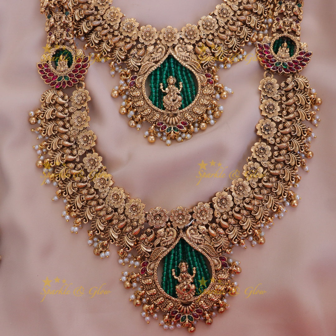 Exquisite Peacock Temple Bridal Necklace Set