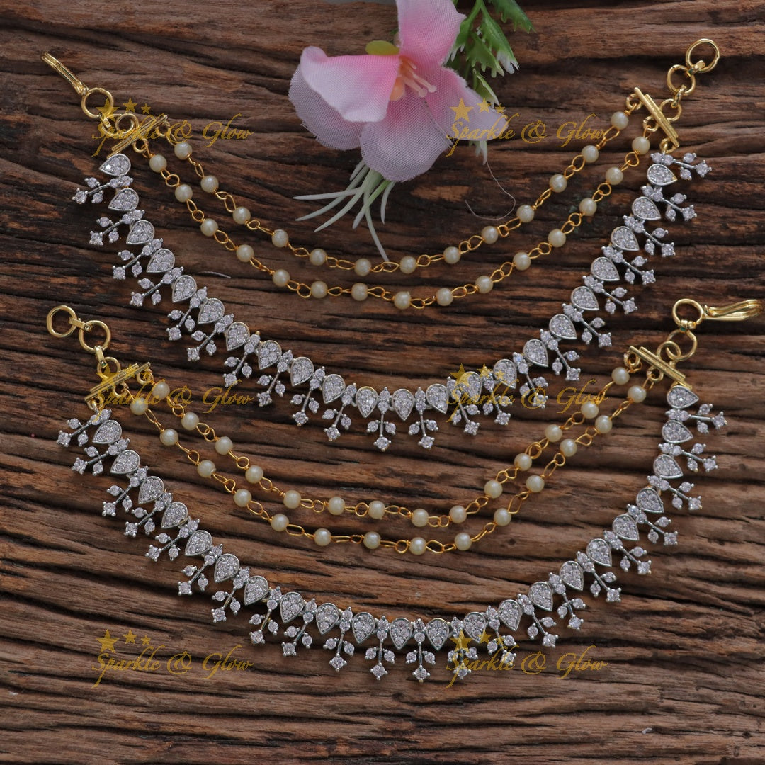 Exquisite Gold Leaf Design Drop Earchain