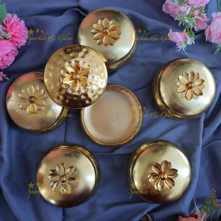 Exquisite Floral Gold-Like Jar Set for Festive Elegance Set of 6