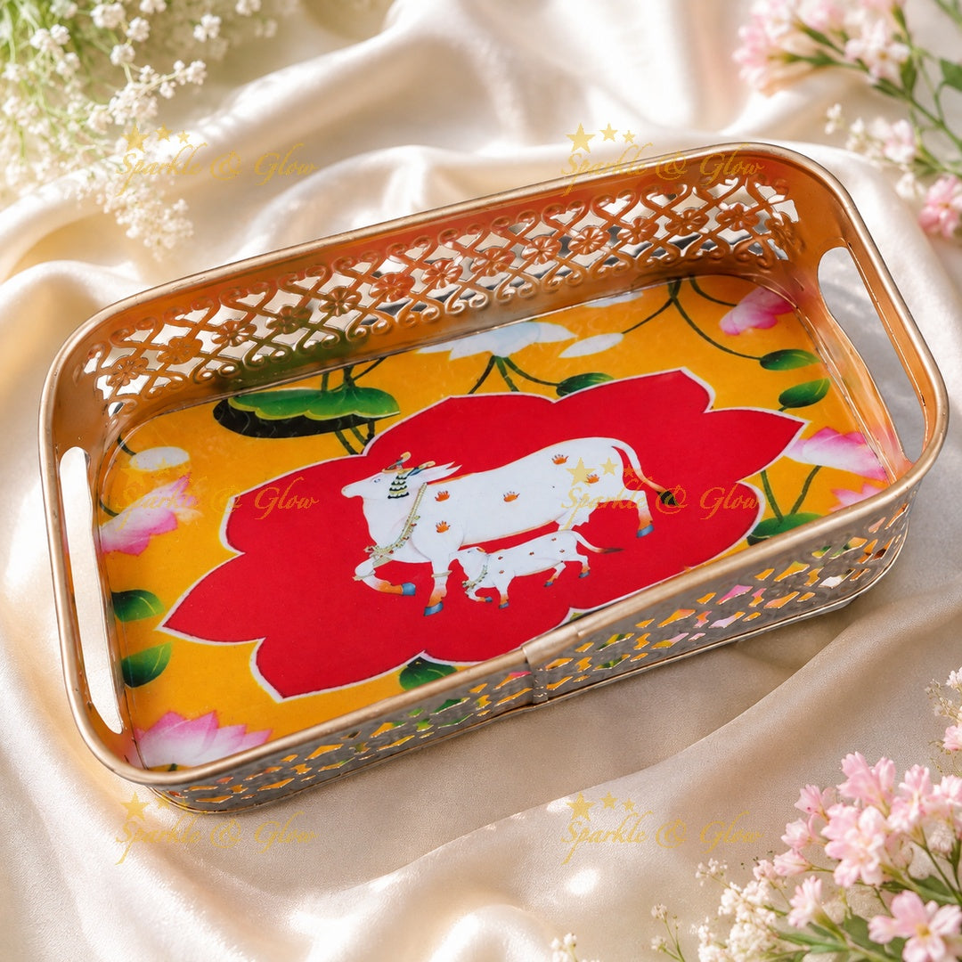 Elegant Pichwai Print Tray - Timeless Decor Piece