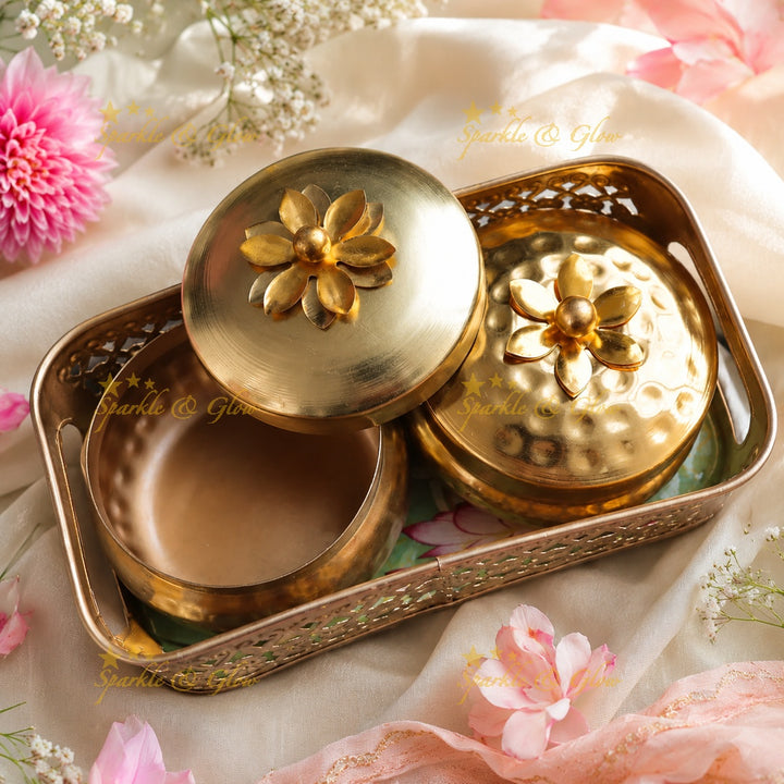 Luxurious Gold Tray & Jar Set | Perfect Festive Gift