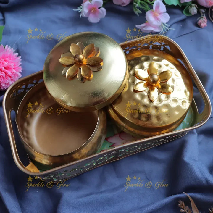 Luxurious Gold Tray & Jar Set | Perfect Festive Gift