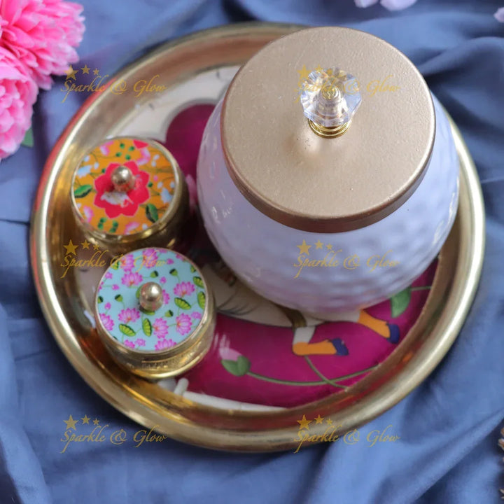 Exquisite Kumkum Box Set with Tray - Perfect for Gifting