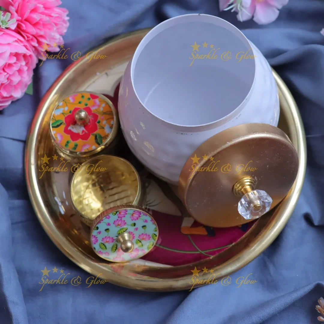 Exquisite Kumkum Box Set with Tray - Perfect for Gifting