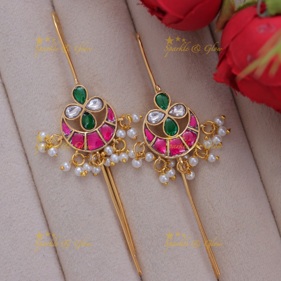 Exquisite Gold Half Moon Pearl Earcuff for Festive Glamour