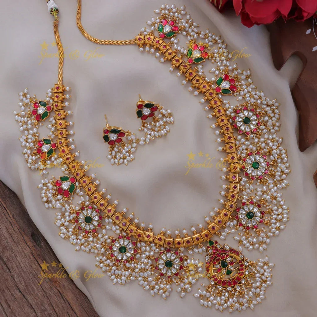 Exquisite Jadau Kundan Guttapusalu Necklace for Bridal Grace