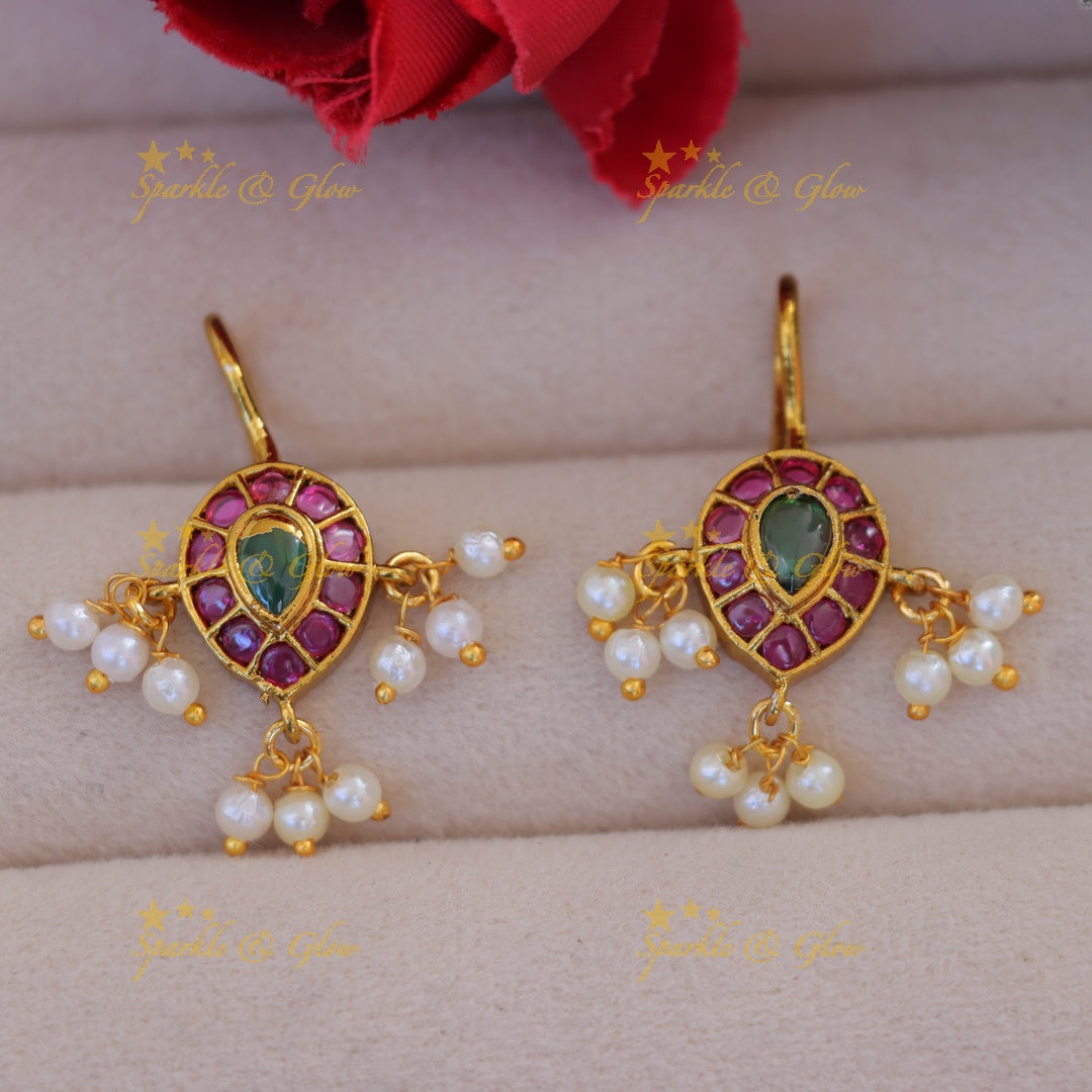 Exquisite Pearl Stone Bugadi Earrings for Weddings