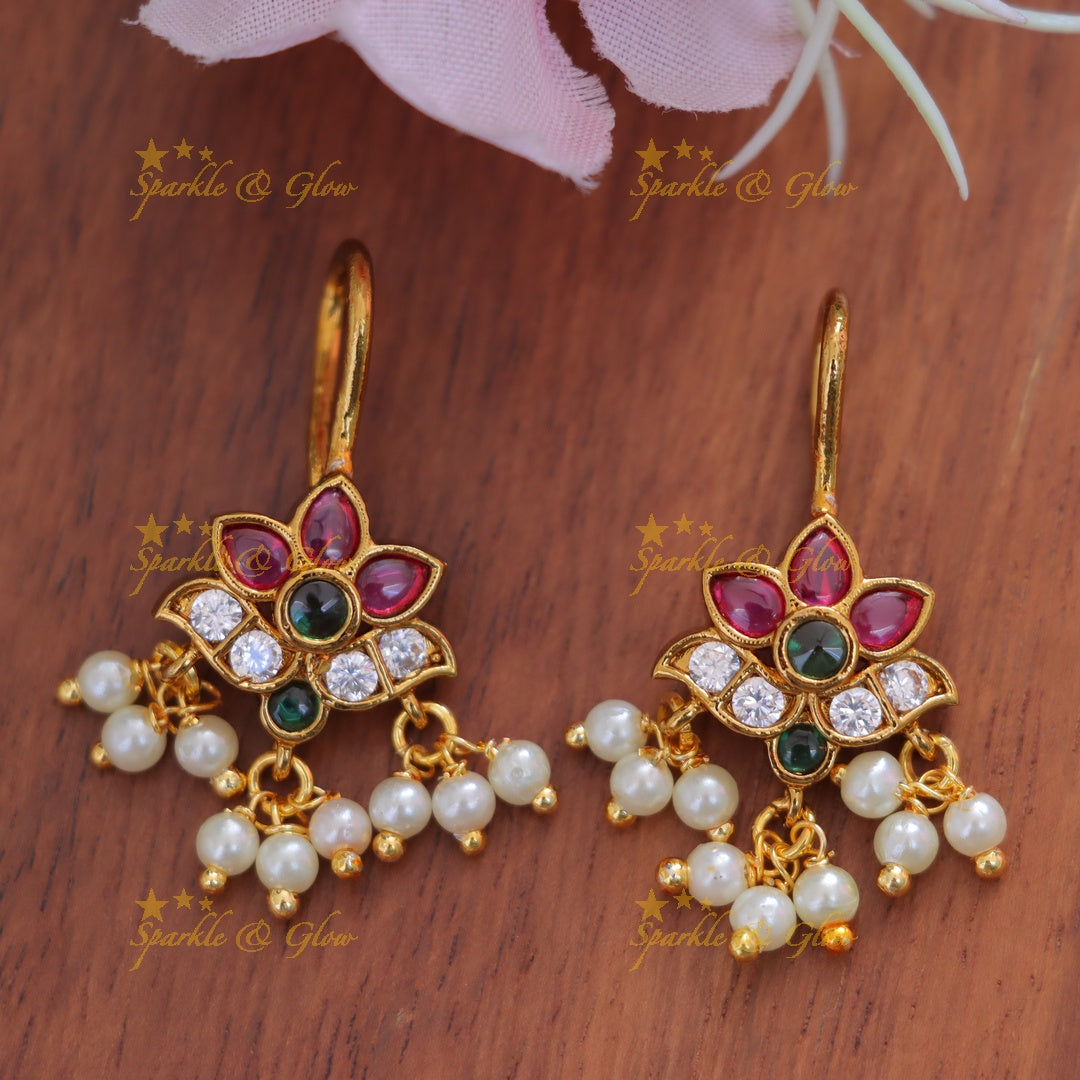 Exquisite Floral Pearl Bugadi Earrings