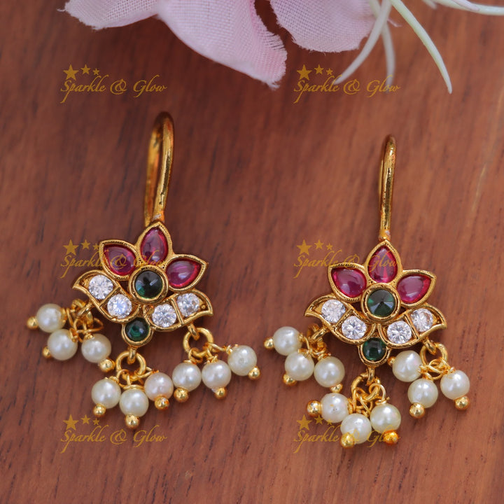 Exquisite Floral Pearl Bugadi Earrings