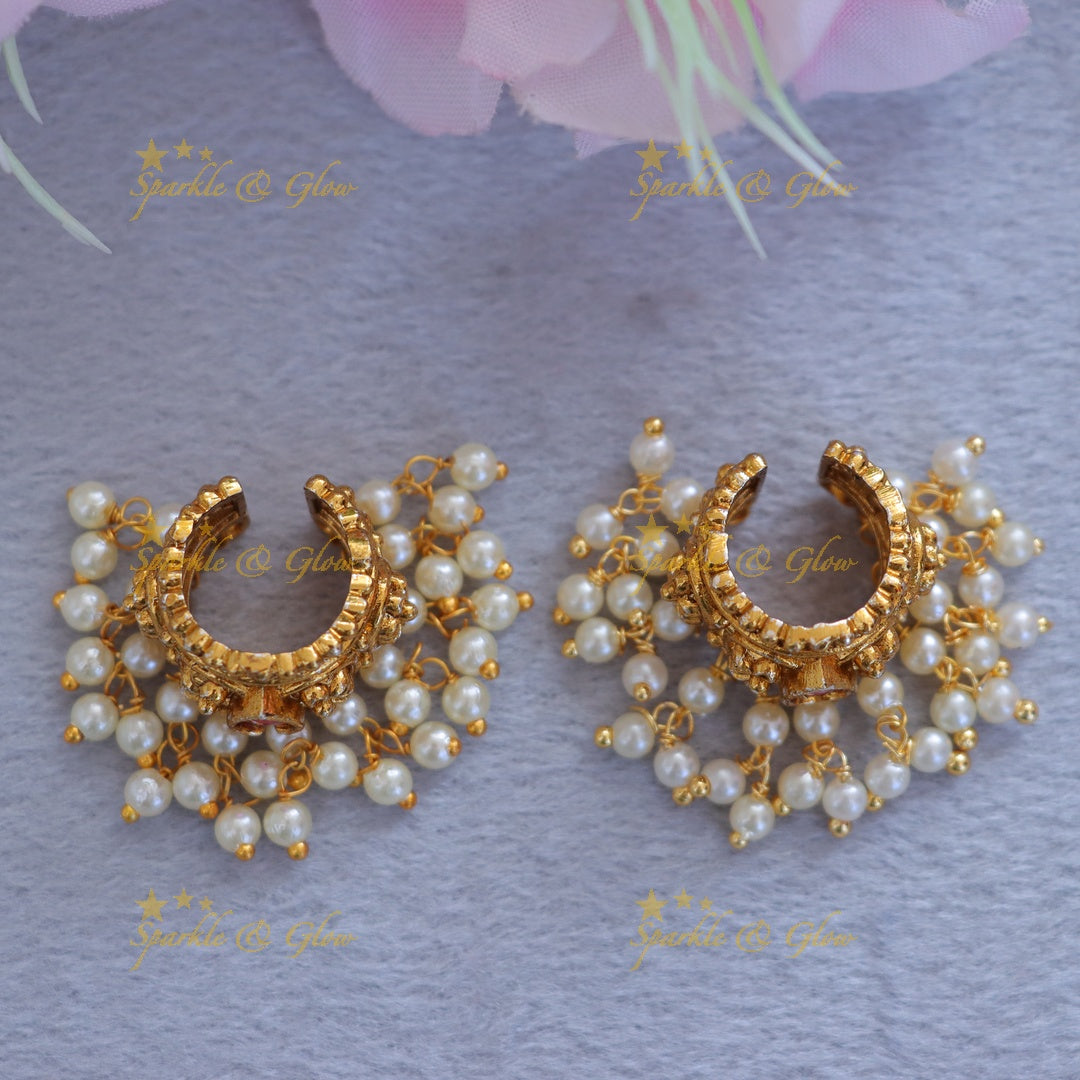 Exquisite Gold Pearl Bugadi Earrings for Festive Occasions