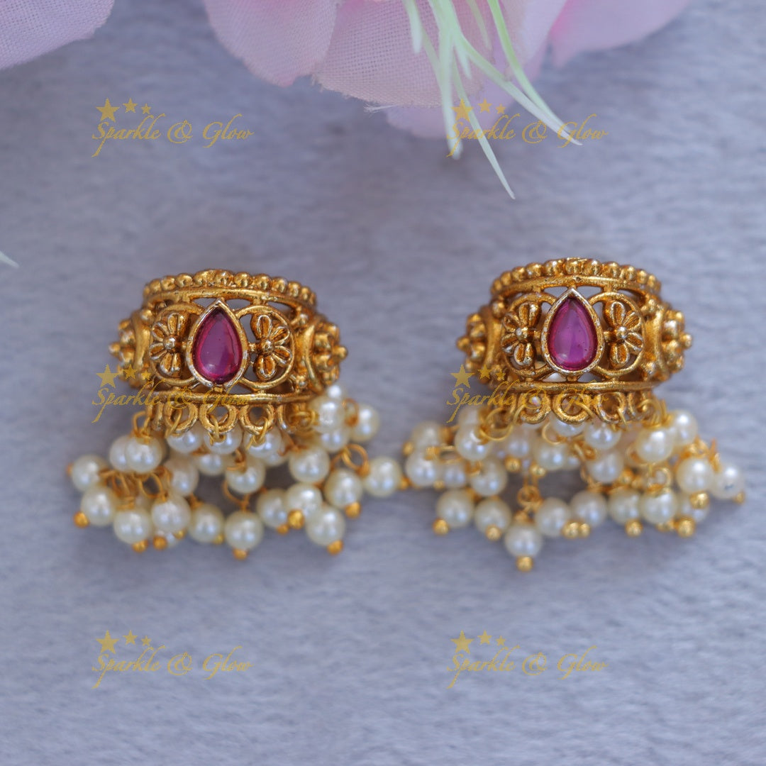 Exquisite Gold Pearl Bugadi Earrings for Festive Occasions