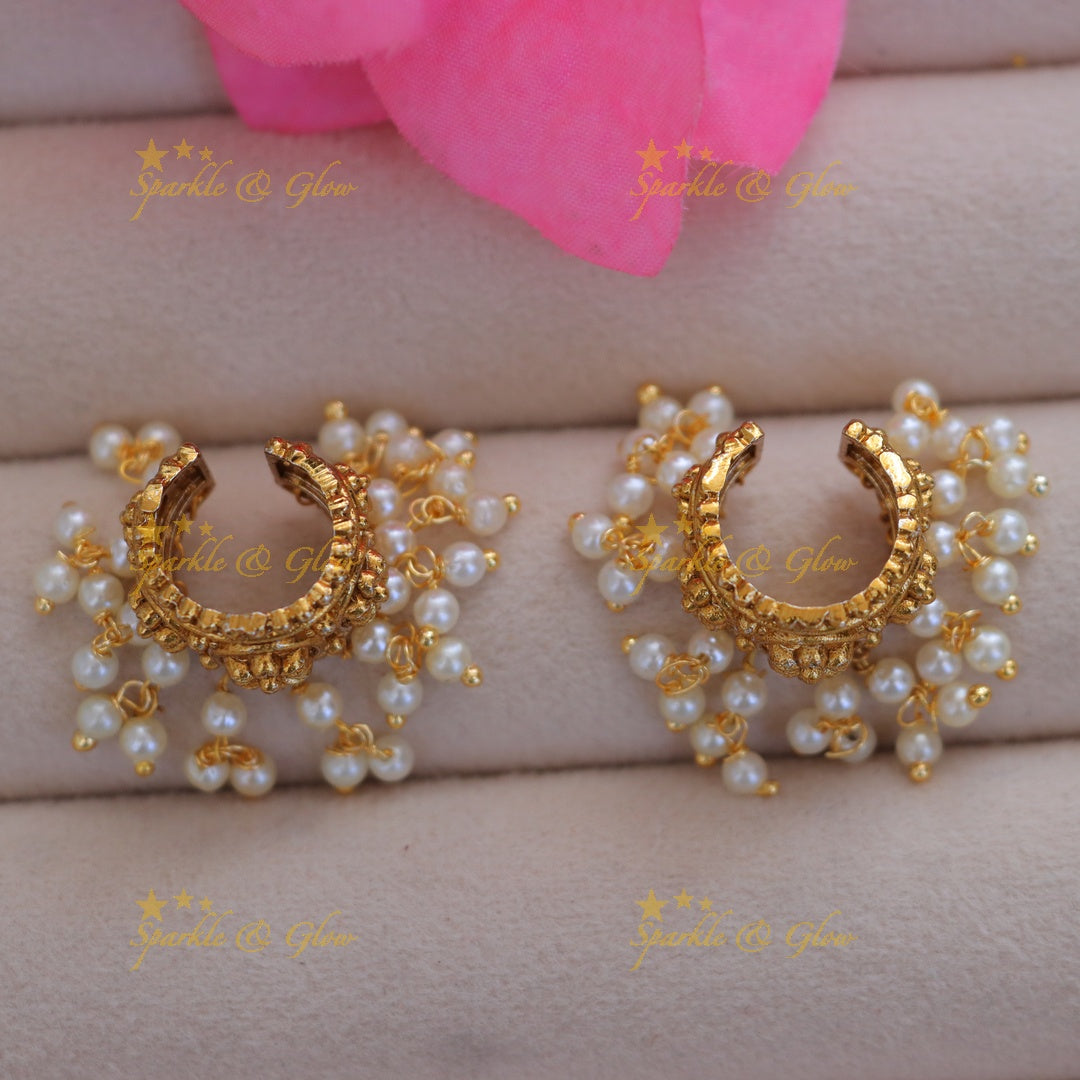 Elegant Gold Pearl Bugadi Earrings for Festive Occasions
