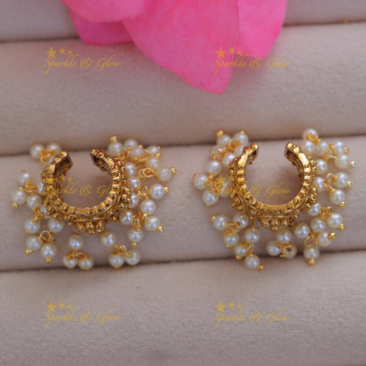 Elegant Gold Pearl Bugadi Earrings for Festive Occasions