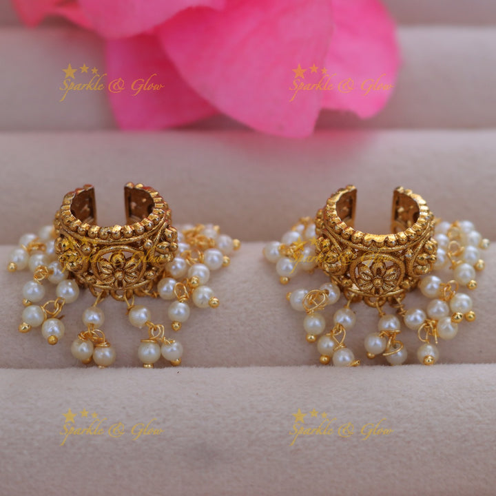 Elegant Gold Pearl Bugadi Earrings for Festive Occasions