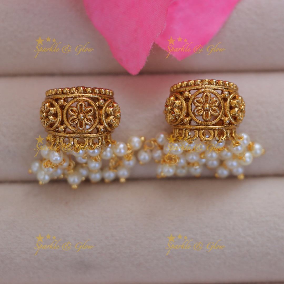 Elegant Gold Pearl Bugadi Earrings for Festive Occasions