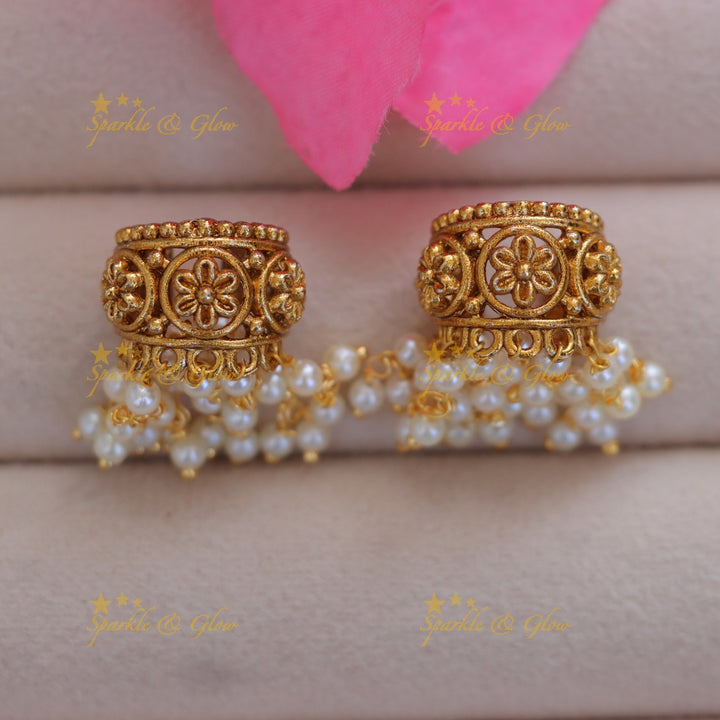 Elegant Gold Pearl Bugadi Earrings for Festive Occasions