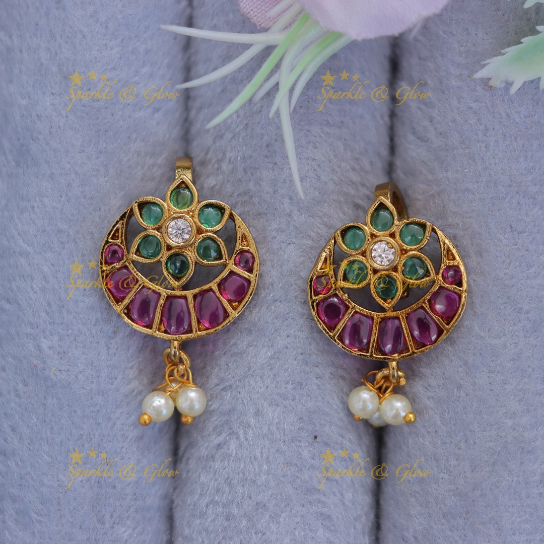 Elegant Floral Pearl Bugadi Earrings - Festive Jewel