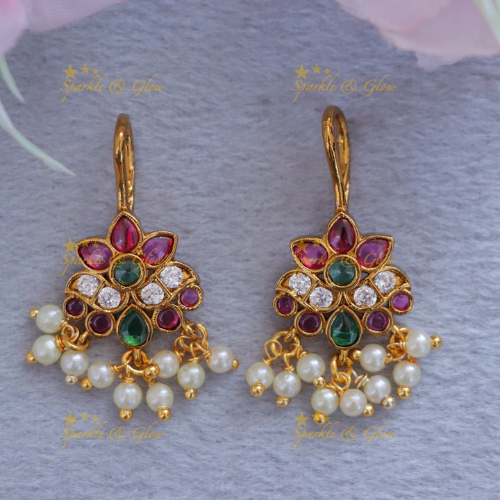 Exquisite Floral Pearl Bugadi Earrings