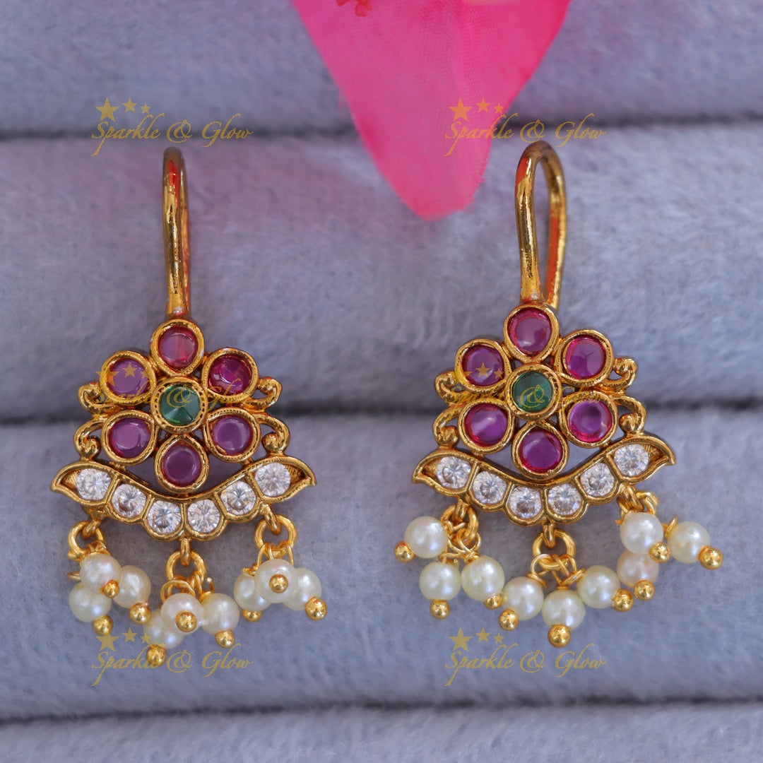 Exquisite Floral Stone Gold Earrings Online