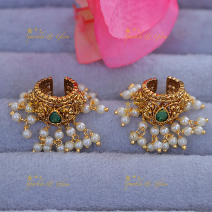 Exquisite Gold Pearl Bugadi Earrings for Festive Occasions