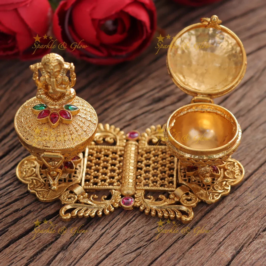 Exquisite Floral Ganesh Kumkum Box for Auspicious Occasions