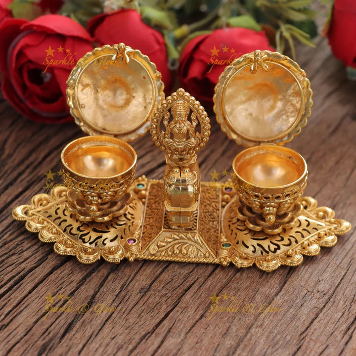 Luxurious Ganesh Lakshmi Kumkum Box - Temple Collection