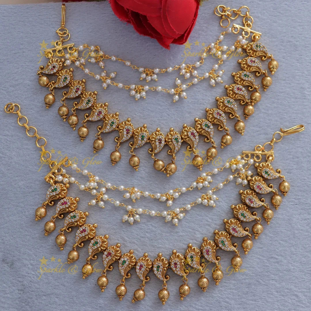 Glamorous Indian Gold Earchain for Festivities