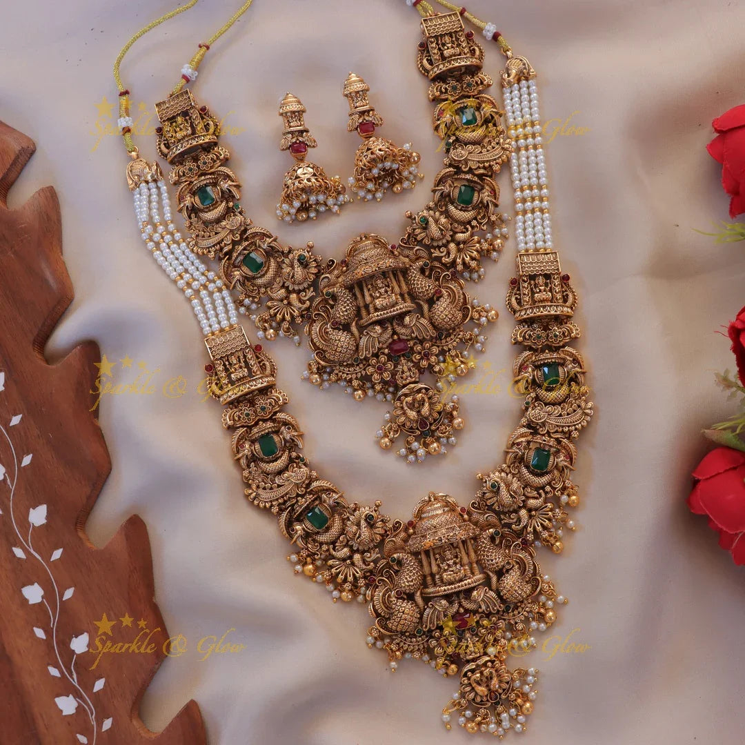 Luxurious Lakshmi Peacock Bridal Set – Sparkle & Glow