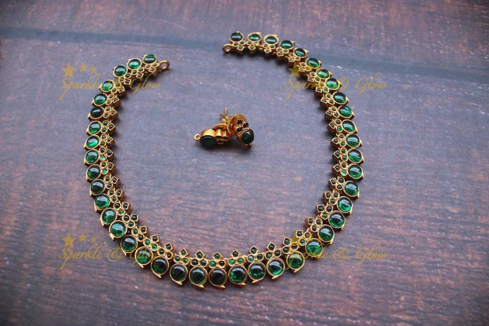Premium matte kempu mango elegant necklace - Kempu Red - Sparkle and Glow