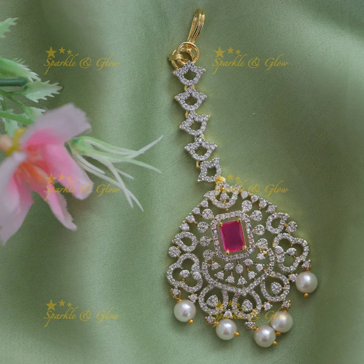 Elegant Gold Pearl Maang Tikka for Weddings & Festive Wear