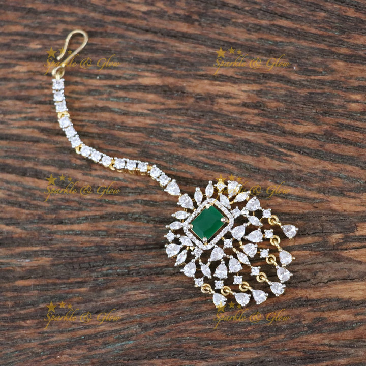 Elegant Gold Stone Maang Tikka for Bridal Glam