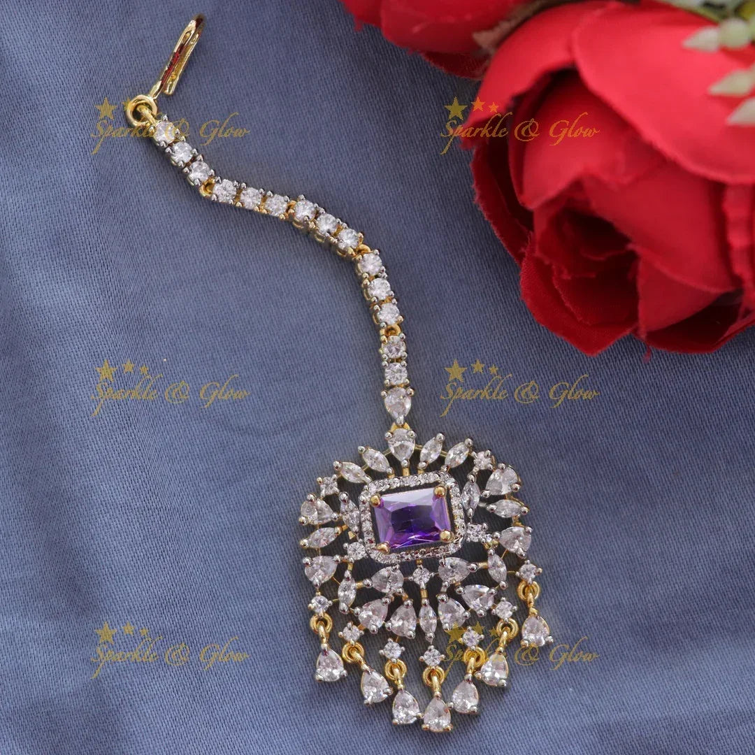 Elegant Gold Stone Maang Tikka for Bridal Glam