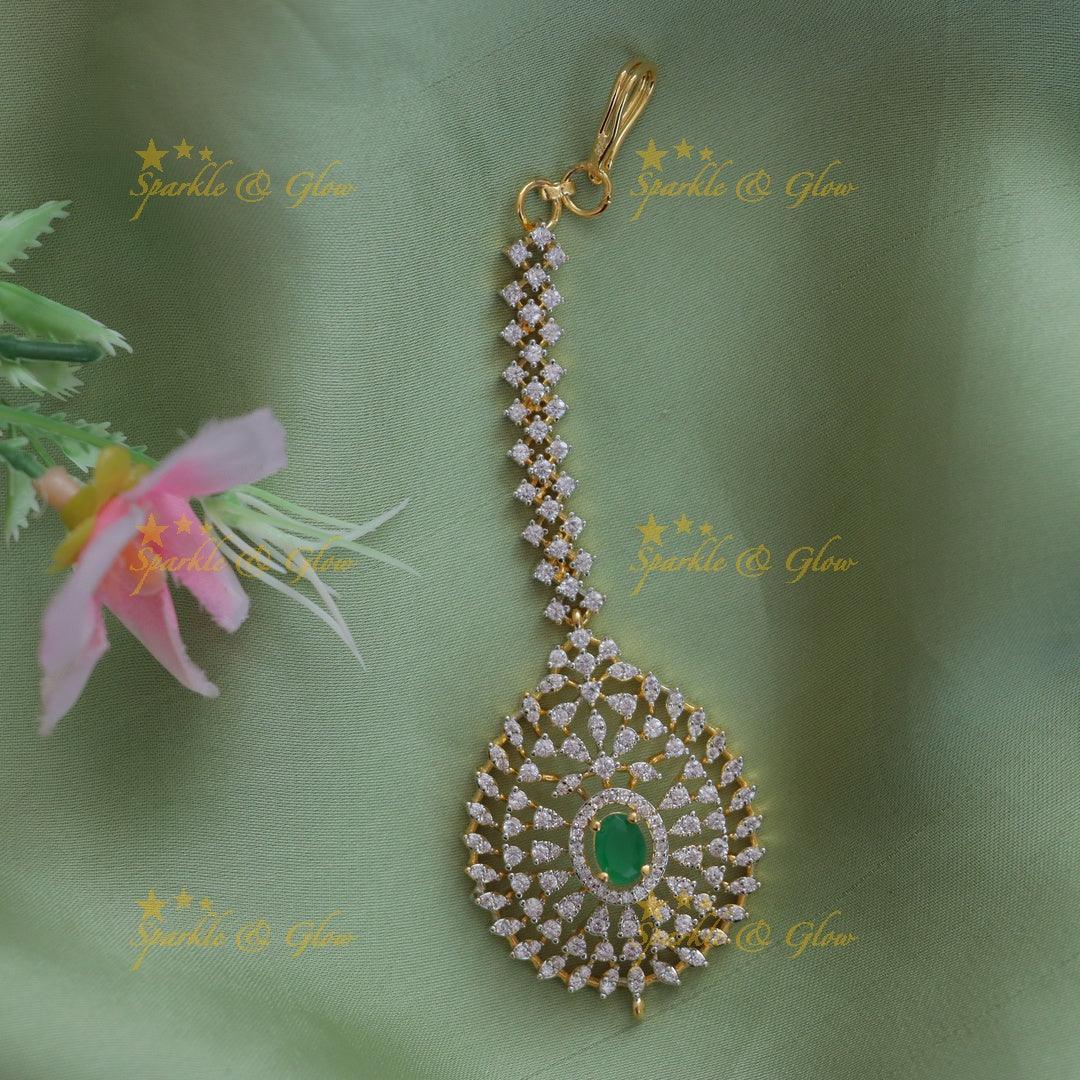 Exquisite Gold Plated Maang Tikka for Celebrations