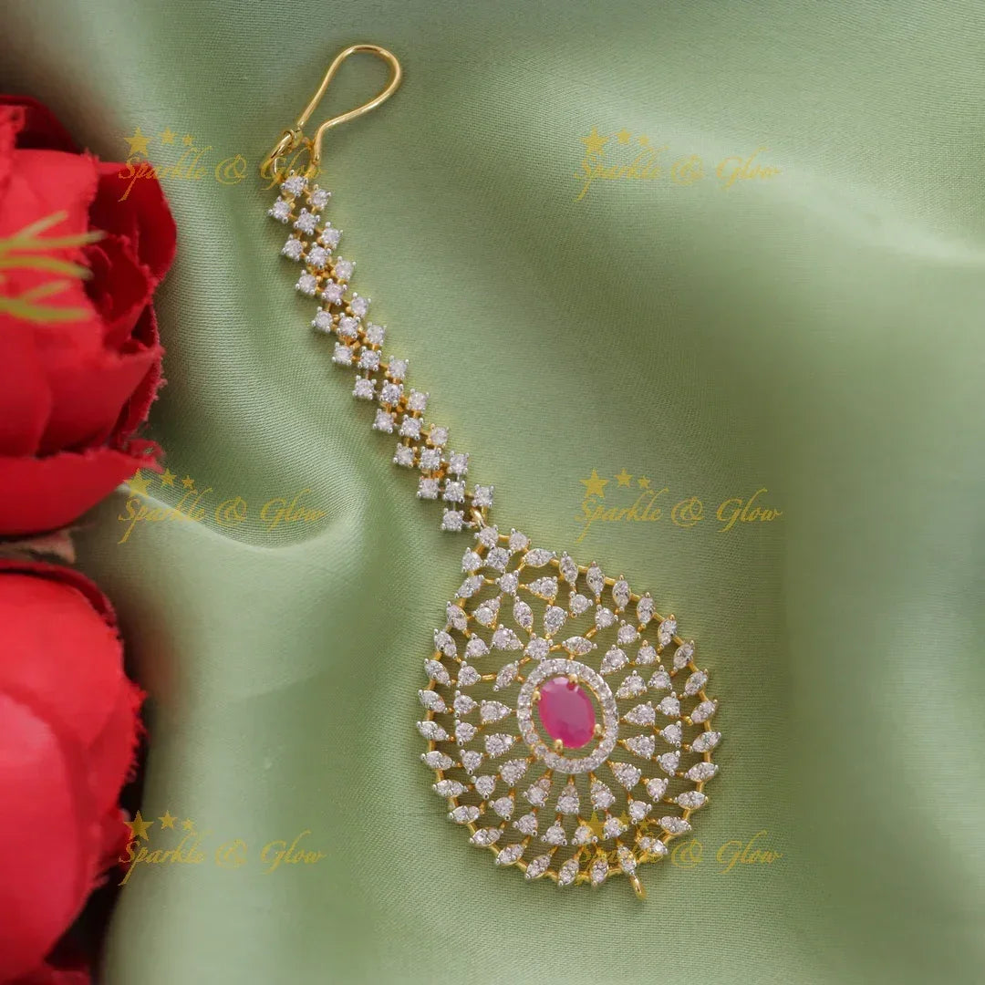 Exquisite Gold Plated Maang Tikka for Celebrations