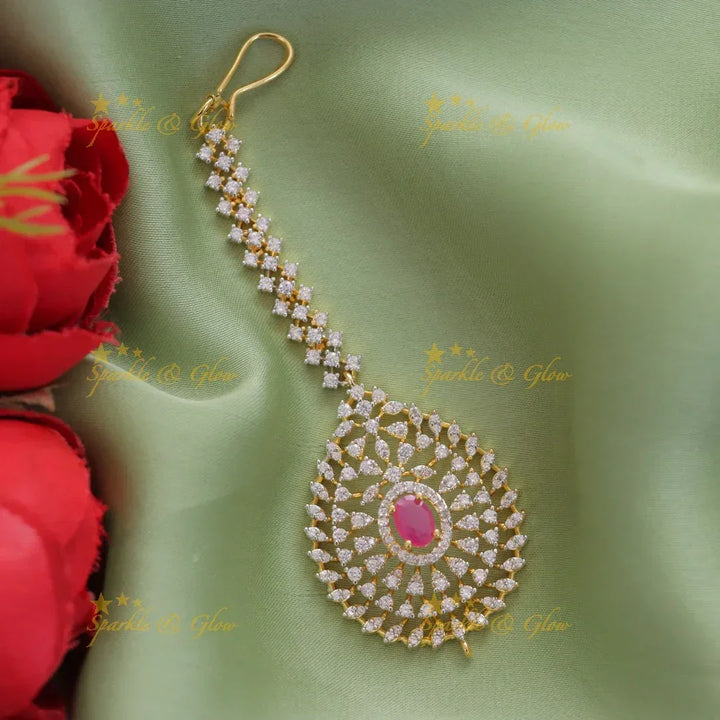 Exquisite Gold Plated Maang Tikka for Celebrations