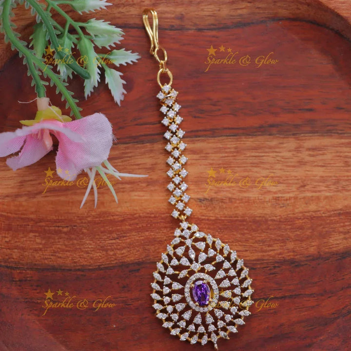 Exquisite Gold Plated Maang Tikka for Celebrations