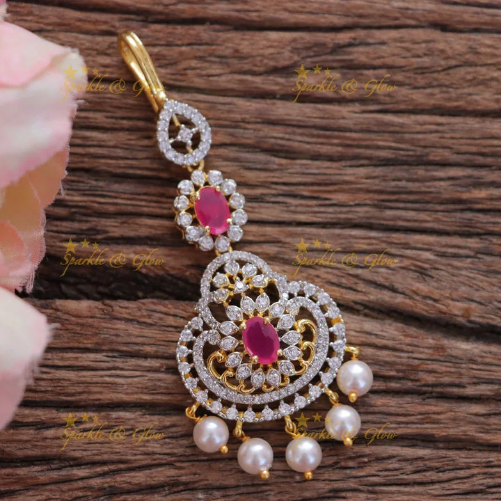 Exquisite Floral Pearl Maang Tikka for Festive Celebrations