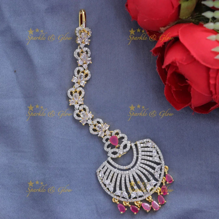 Elegant Gold-Plated Floral Maang Tikka for Weddings