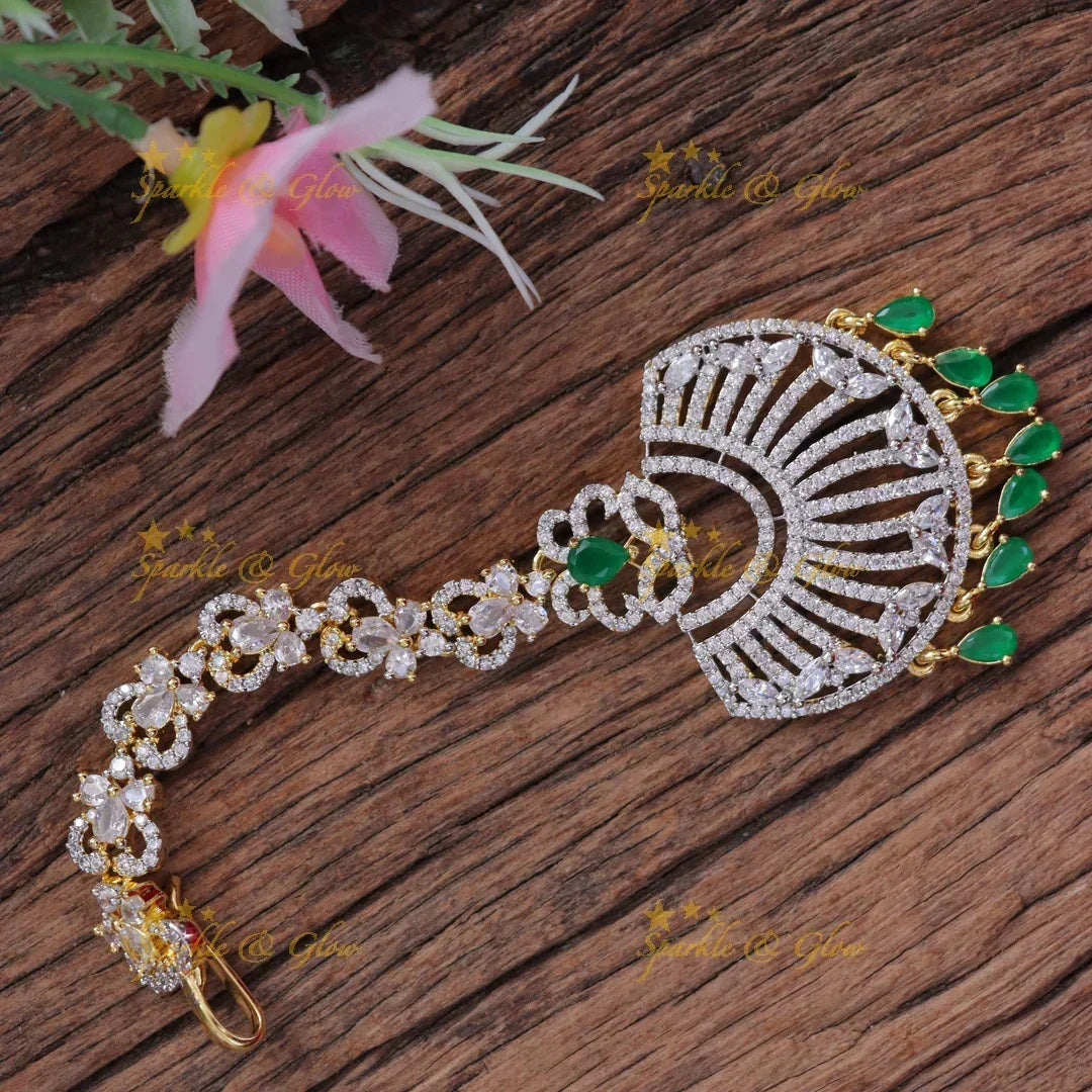 Elegant Gold-Plated Floral Maang Tikka for Weddings