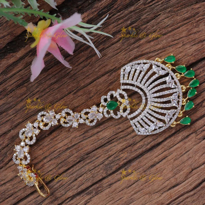 Elegant Gold-Plated Floral Maang Tikka for Weddings