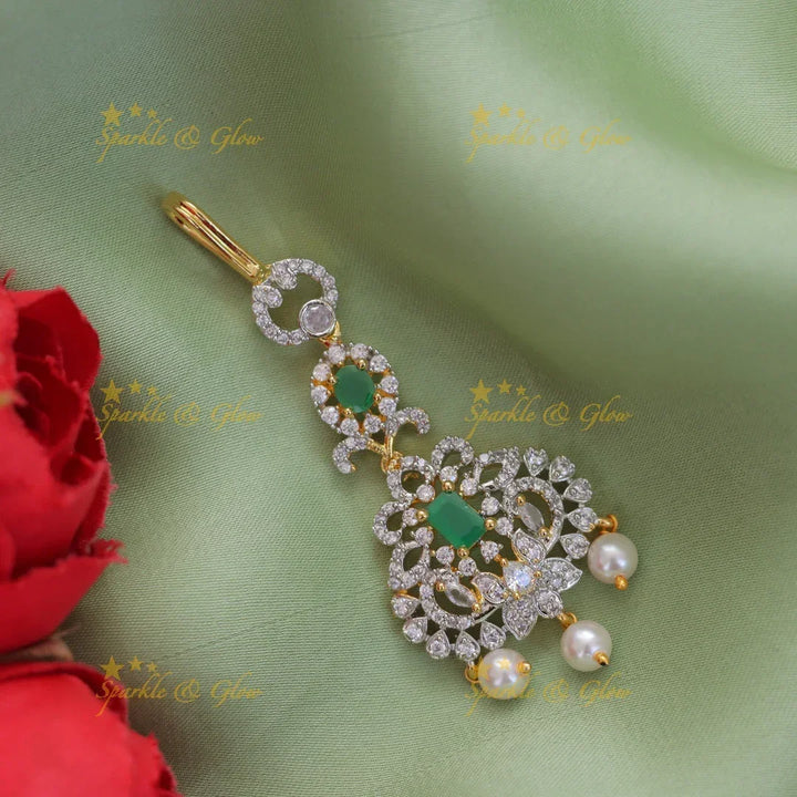 Elegant Pearl & Ruby Maang Tikka for Festive Celebrations