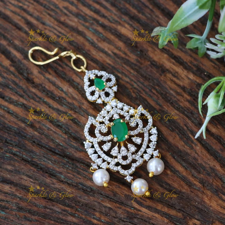 Sparkling Gold Leaf Maang Tikka for Festive Weddings