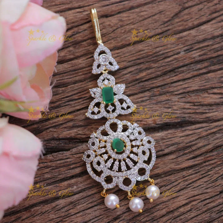 Intricate Leaf Pearl Maang Tikka - New Festive Collection