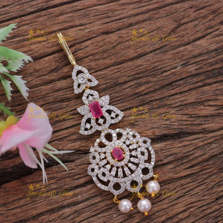 Intricate Leaf Pearl Maang Tikka - New Festive Collection