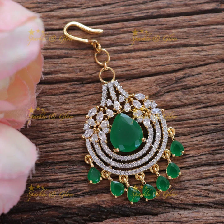 Exquisite Floral Stone Maang Tikka for Special Occasions