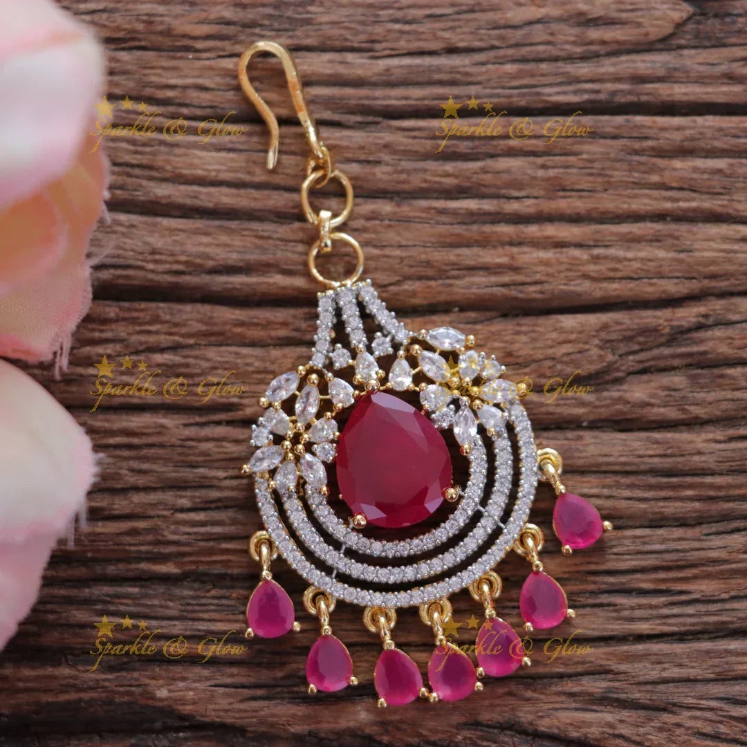 Exquisite Floral Stone Maang Tikka for Special Occasions