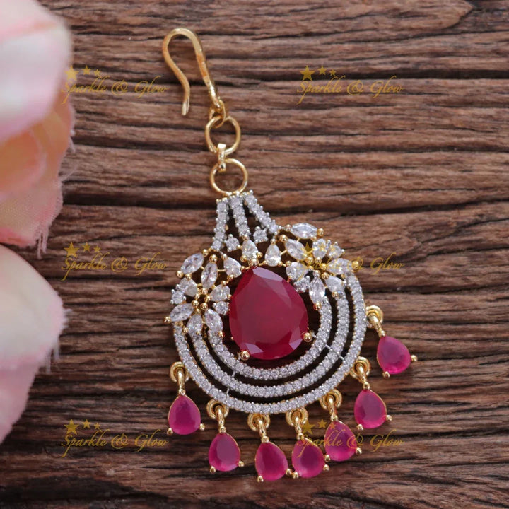 Exquisite Floral Stone Maang Tikka for Special Occasions